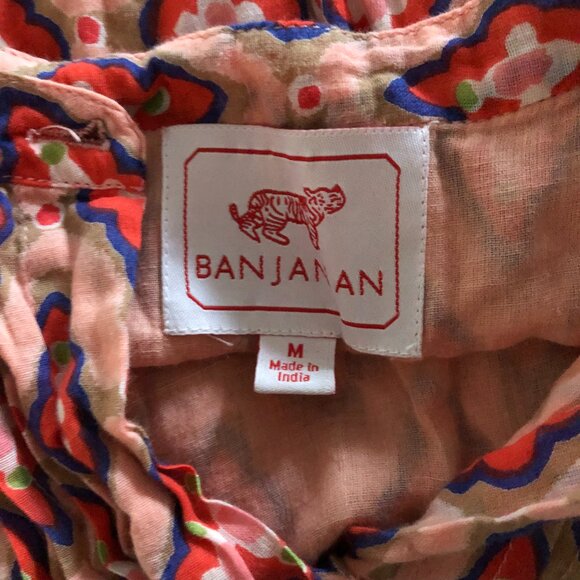 BANJANAN Women’s Tiered Dress Size M Midi Maxi Orange White Bohemian Designer - Picture 12 of 16